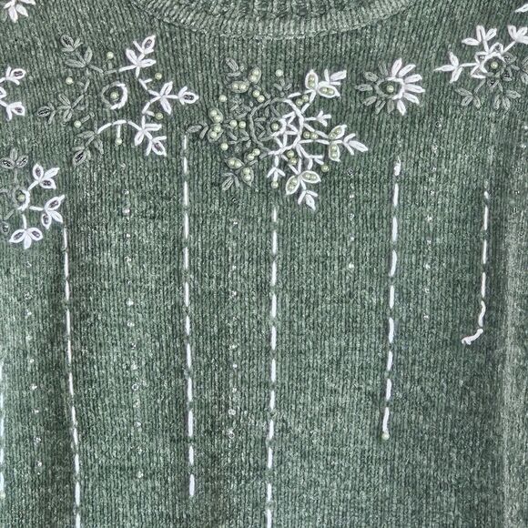 Alfred Dunner Chenille Sweater 3 Pc Set Large Stripe Embroidery Beaded Knit Lot - Picture 15 of 16